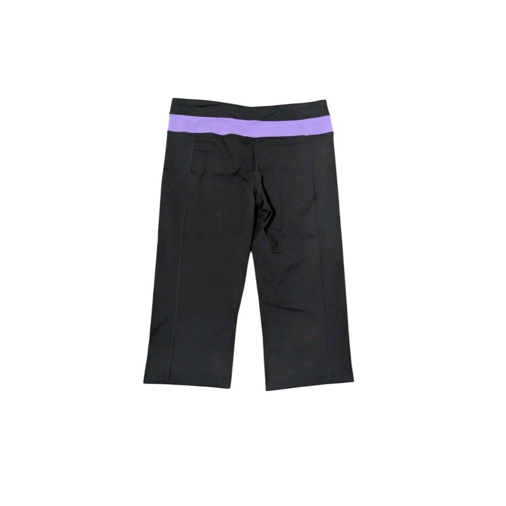 KIRKLAND BLACK COLOUR STRIPE CROPPED YOGA SPORTS LEGGINGS PANTS Large